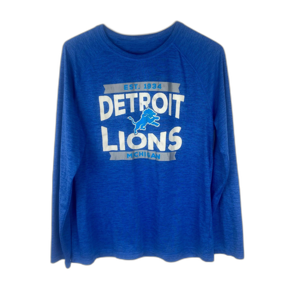 Detroit Lions Fanatics Blue Long Sleeve Tee Men's Large